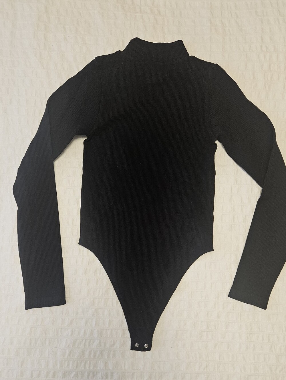 Forever 21 Black Long-Sleeve Mock Neck Ribbed Bodysuit